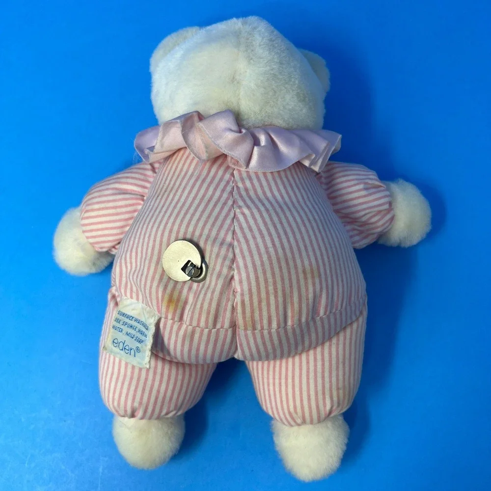 Eden Circus Clown Musical Windup Bear 8 Pink Striped Pajamas‎ Its A Small World